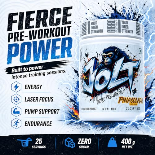 Image of GIBBON JOLT Fierce Pre-Workout 400g | 7000mg Citrulline, 5400mg Beta-Alanine, 300mg Caffeine, 1000mg Taurine | Zero Sugar, 25 Servings, Vegetarian, Gluten Free | Cola Flavour
