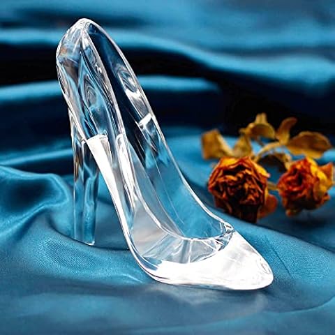 Crystal Glass Slipper Shoe Decor, Acrylic Shoe Decoration, Sculpture High Heels Shoe, Home Decor, Miniatures Ornament for Lovers, Friends,Wedding,Party (Clear) Cover