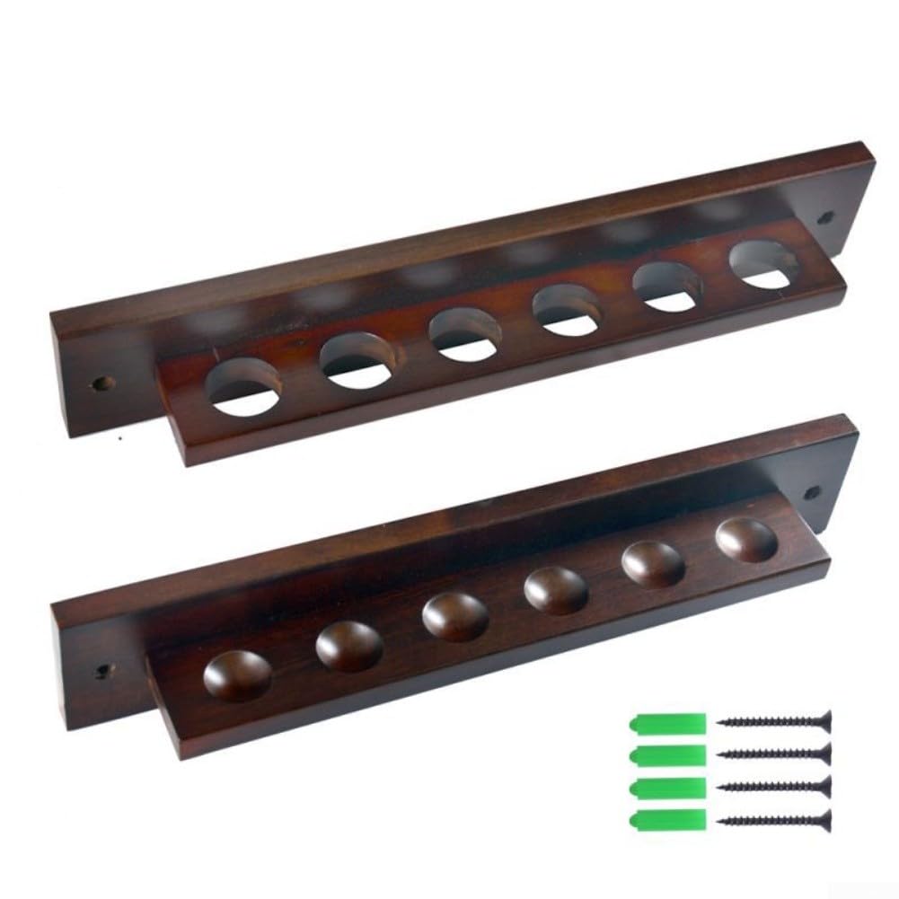 QOXEZY Soporte de madera para tacos de billar de billar montado en la pared con diseño compacto, perfecto para salas de juegos en casa, bares (rojo vino)
