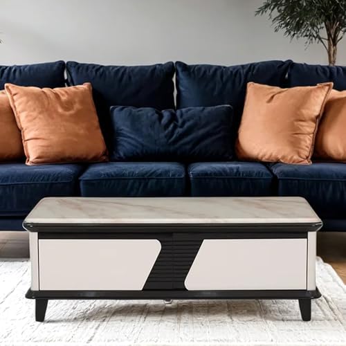 Image of Royaloak Rome Italian Marble Center Table l Italian Art Marble l HDF with High Gloss Reflective Finish l Tapered Design Legs l Italian Collection l Marble Centre Table for Living Room