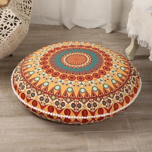 LOVMOC 32 inches Meditation Floor Cushion for Adults, Round Large Thick