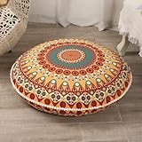 LOVMOC 32 inches Meditation Floor Cushion for Adults, Round Large Thick Floor Pillow, Memory Foam Filling, Orange