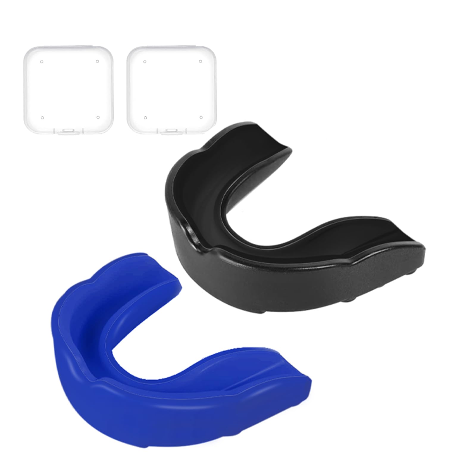 Flintronic Sport Zahnschutz, Sport Mundschutz, 2 Stück Mundschutz Boxen, mit Tragbar Hygienebox, für Rugby, Boxen, Kampfsport, Hockey, MMA, Taekwondo und Mehr, Erwachsene(Schwarz Weiß)