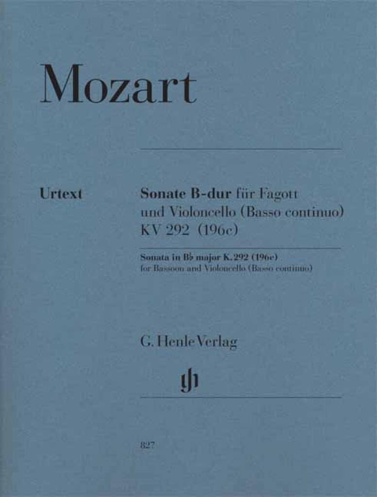 Sonate K292 (196c) Sib Majeur -Pour 1 ou 2 basse et piano --- Violoncelle(ou Basson)/Piano
