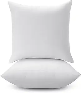 LANE LINEN 18 x 18 Throw Pillow Insert - Pack of 2 White, Down Alternative Pillow Inserts for Decorative Pillow Covers, Throw Pillows for Bed, Couch Pillows for Living Room
