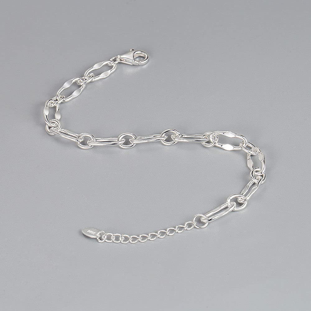 Silber Armband Damen 925,Sterling Silber Verstellbares Armband Minimalistische Unregelmäßige Kette Freundschaftsarmbänder Geschenk S925 Silberschmuck Für Frauen Freundin Frau