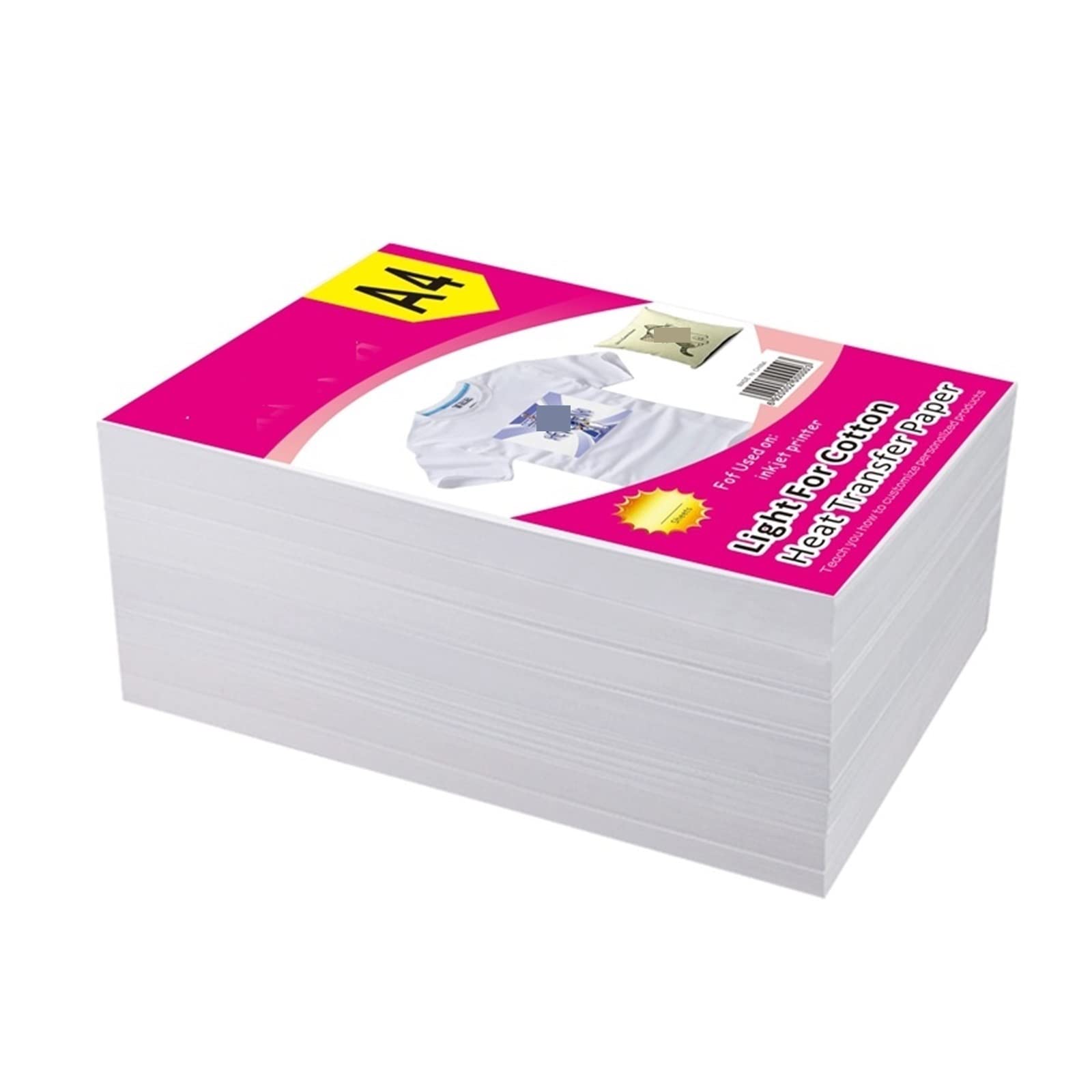T-Shirt-Stoff Baumwolle Inkjet Transferpapier Stoff Sublimationspapier 8,3 x 11,7 Zoll weiße Farbe Licht Wärmeübertragungspapier Lucky (Color : 100sheets)