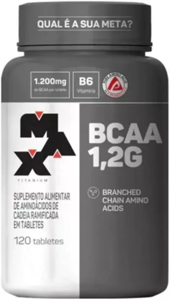 BCAA com Vitamina B6-120 Tabletes, Max Titanium, 1.2 g