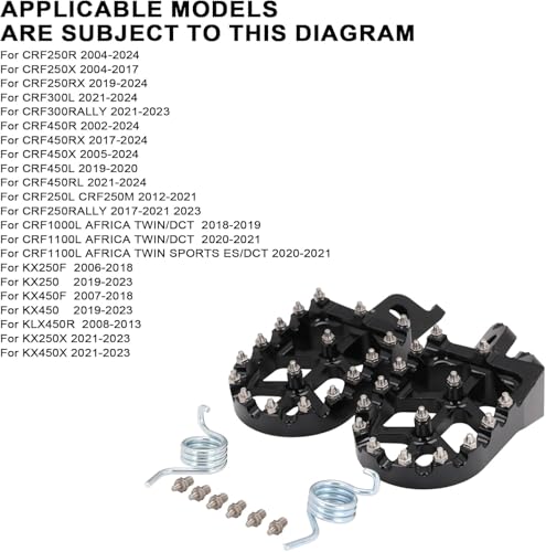 Image of JFG RACING Dirt Bike Foot Pegs,CNC Rest Pedal Footpegs for CR125 CR250 02-11 /CRF150R 07-24 /CRF250R 04-24 /CRF300L 21-24 /CRF450R 02-24 /CRF250X CRF450X CRF250RX CRF450RX CRF450RL CRF250L CRF1100L-Black