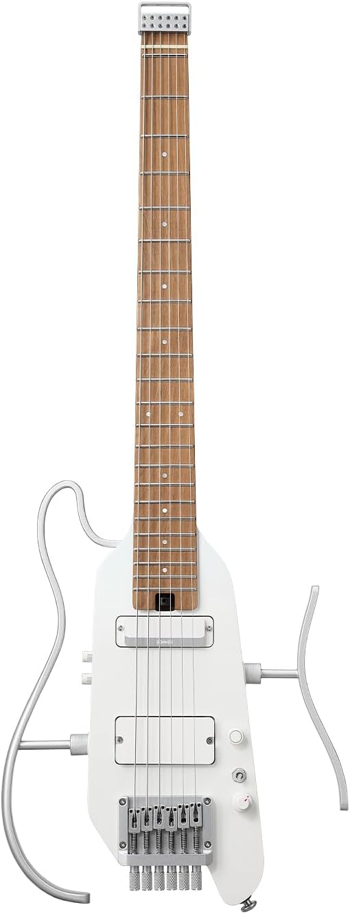 Donner HUSH X PRO Electric Guitar Kit - Smart Travel Guitar with Dozens of Preset Combinations, 7 Tone Sim Options, Metallic White