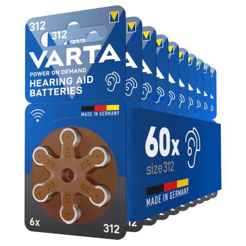 VARTA Hörgerätebatterien Typ 312 braun, 60 Stück Vorratspack, 1,45 V – Ansicht 1