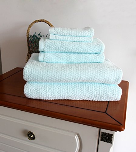 Everplush Diamond Jacquard 6 Piece Bath Towel Set, Spearmint #TOP4