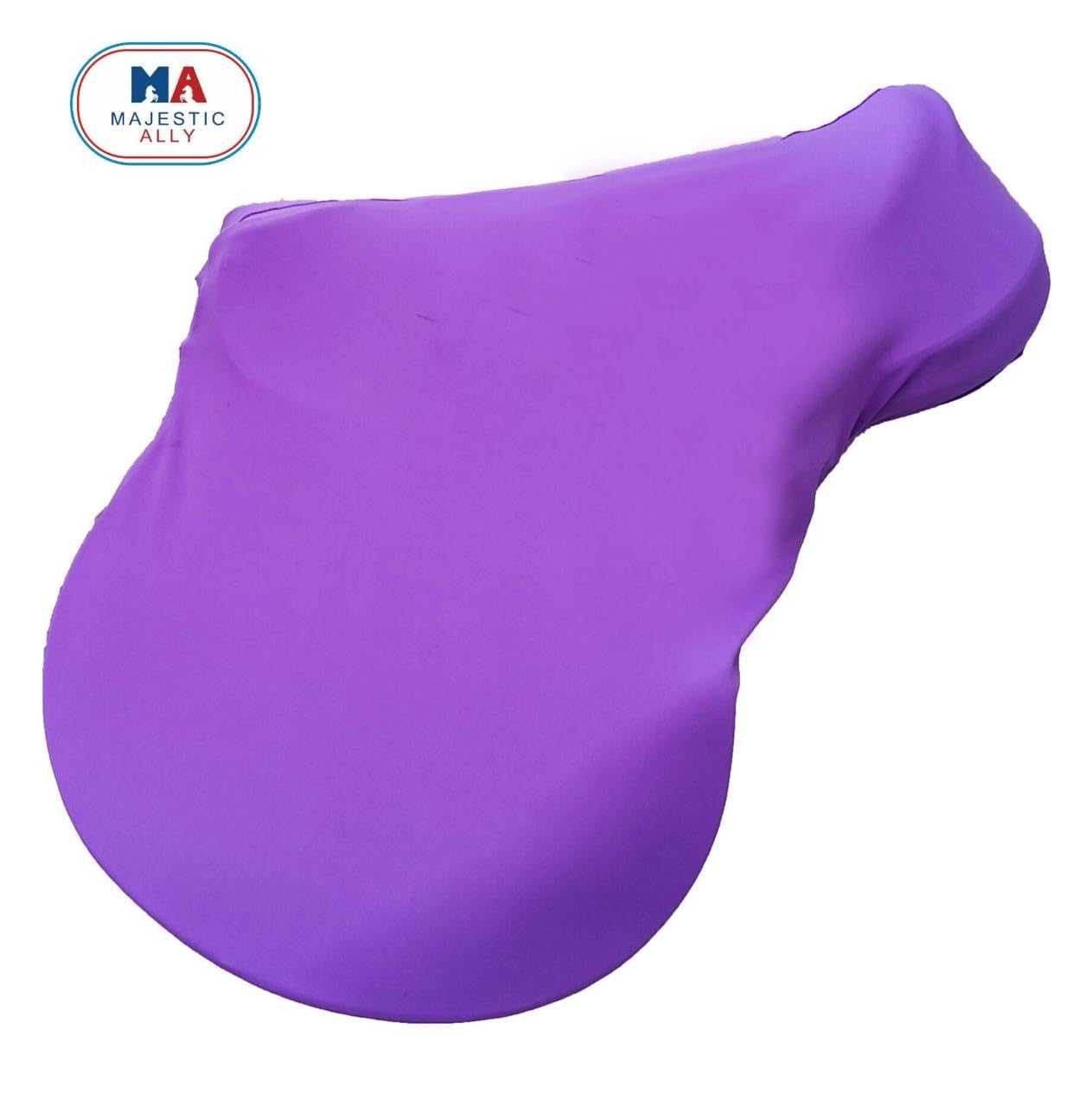 Majestic Ally English Saddle Cover with Adjustable Handle, 4-Way Stretch Spandex/Elastane Fabric, Multiple Colors (Purple) - Image 3