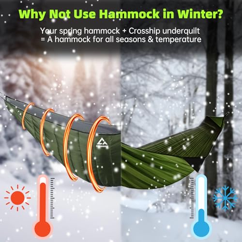 Image of Hammock Underquilt for Camping - Full Length Orange Lightweight Warm Quilt for 3-4 Seasons (41-68F) - Soft & Durable for Hiking, Backpacking, Beach, Travel - Holds Up to 500lbs