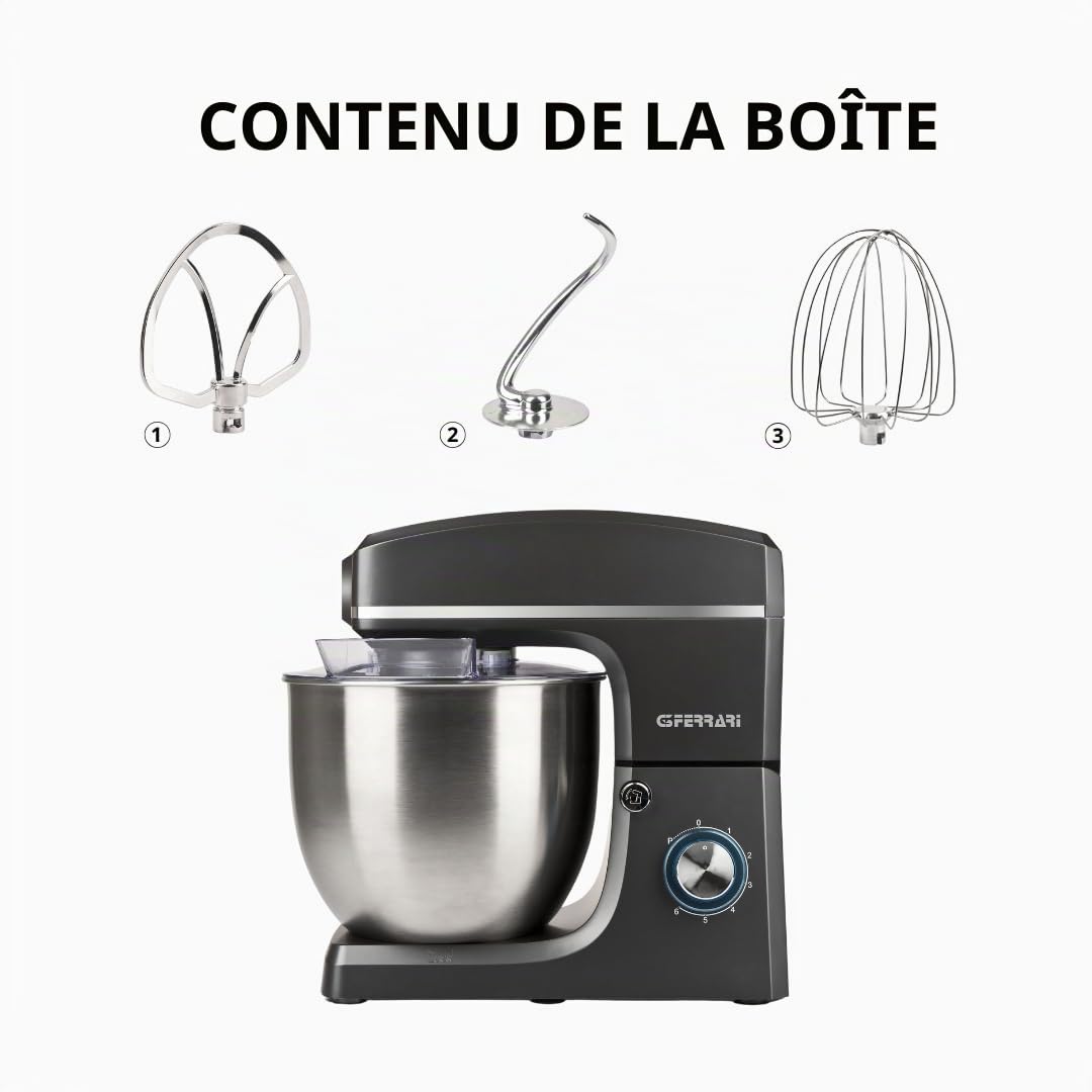 G3 Ferrari G20120 Robot Pâtissier Planétaire Pastaio 10&Lode, 1500 W, 10 Litres, Plastique, 6 Vitesses