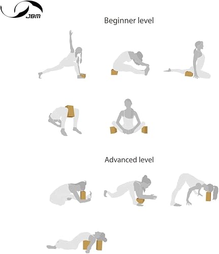 Miniatura 9 de JBM Paquete de 2 bloques de yoga con correa, ladrillos de yoga de alta densidad para apoyo y profundización de posturas