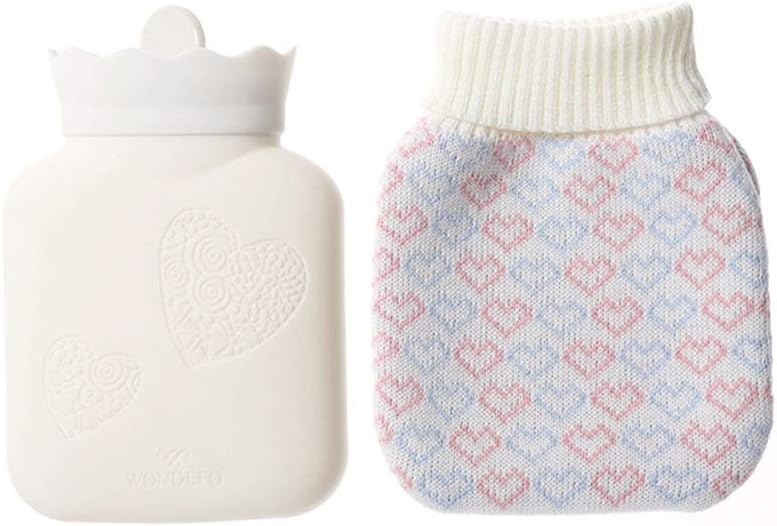 SKUZA Hot Water Bottle, Winter Hot Water Bottle Hand Warmer Water Filling Hot Water Bag with Cover Microwave Heating Silicone Winter Warming Bag (Color : L Grey) (Color : L Pink)