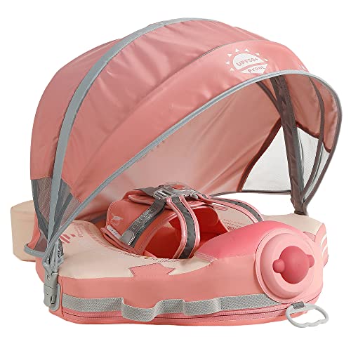 Image of Mambobaby Float Upgrade Add Tail Baby Float with Canopy for Infant Waist Swimming Ring Swim Trainer Non-Inflatable Floats Toys with Adjustable Safety Strap (Pink Airplane)