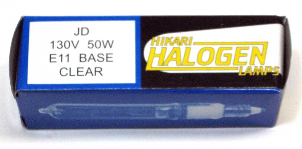 HIKARI JD7003-50 Watt Halogen Light Bulb - T4 - Mini Candelabra Base - Clear - 2,000 Life Hours - 700 Lumens - 130 Volt