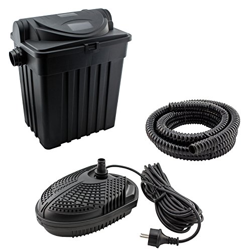 JAD YT-02 - Teichfilter-Set für Teiche bis 9000L: inkl. UV-Filter, Pumpe, Schlauch und Zubehör, Filtersystem UVC 11 Watt Teichpumpe 2000l/h