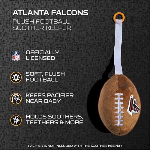 Image of Atlanta Falcons Plush Football Pacifier Holder by Smilo - Officially Licensed NFL Soother Holder - Soft Plush Toy and Dummy Holder - Fits Any Pacifier - Stroller Accessory & Newborn Essential