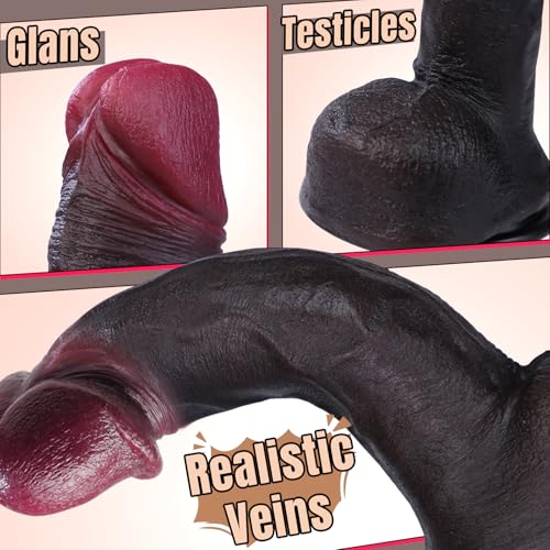 Image of Coocfan 11''Silicone Realistic Dildo Sex Toys,Hand-Free Adult Toy Black | Big Thick Girthy Brown Dildo with Suction Cup for G spot Clitoral Vaginal Anal,Harness Compatible Sex Toy for Women Couples