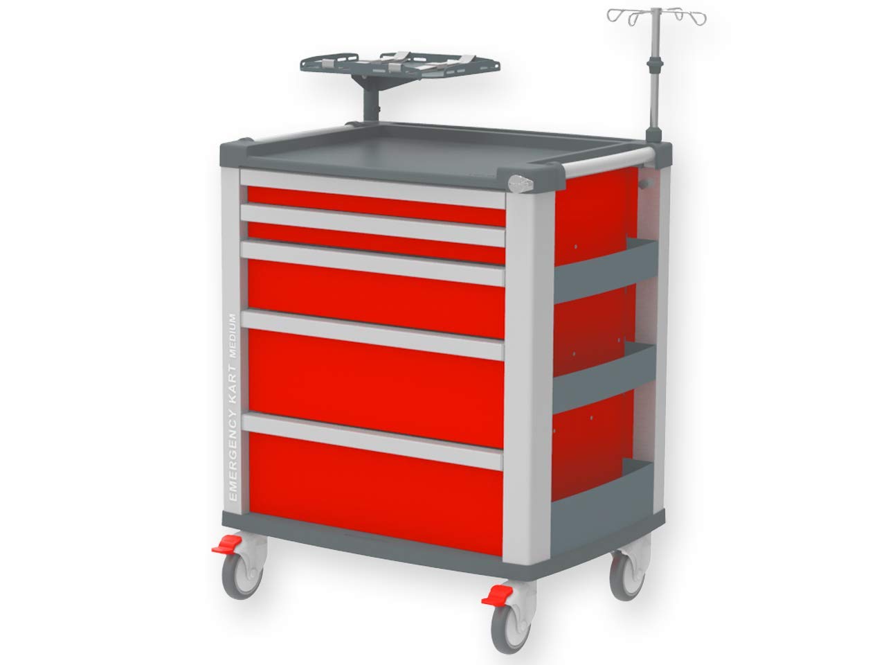 GIMA - Chariot d’urgence Medium Kart, 5 tiroirs, rouge, 45667