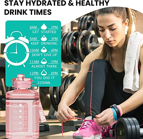 Image of 2.2L Water Bottle, 73oz Large Water Bottle, Half Gallon Sports Bottle,Leak-Proof Container, BPA Free, Water Bottles for Gym, Yoga, Travel, Cycling, Camping, Outdoor (Pink)