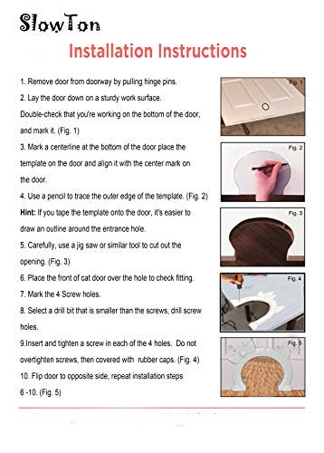Slowton Cat Door, Pet Door for Cats Interior Door 2 Way Kitty Hole Shape Pass Fits Hollow Core Glass Solid Door for Cats… - Image 8