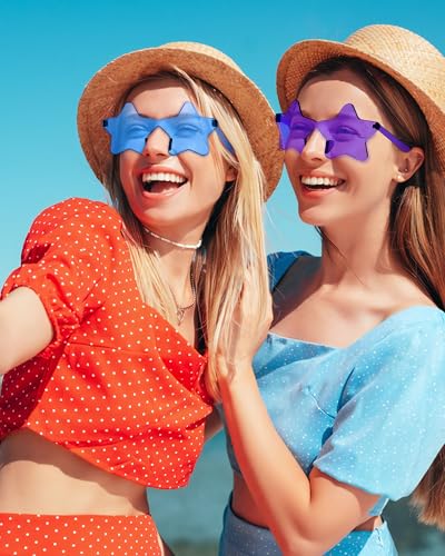 Wholesale 48 Pack Rimless Star/Heart Sunglasses Bulk Adults Unisex, Fun Colorful Star Heart Glasses Party Favors2
