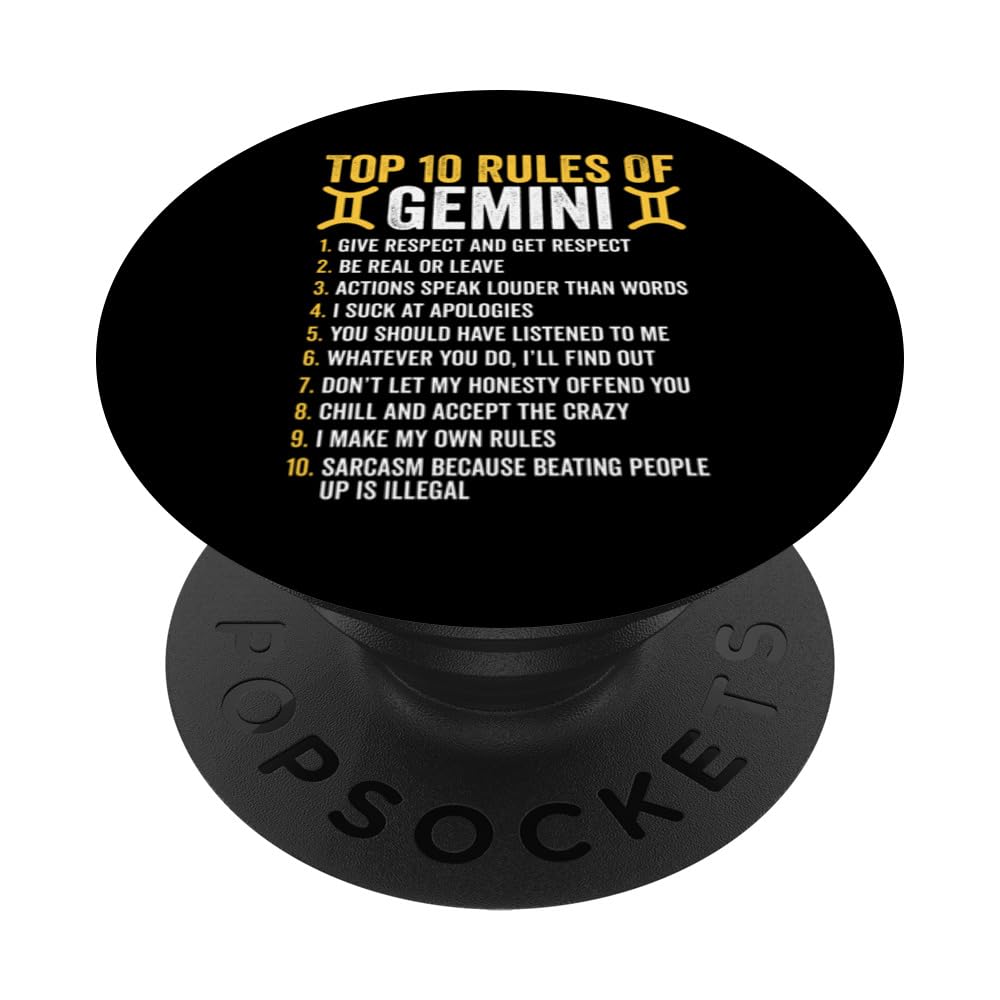 Top 10 Rules Of Gemini Zodiac Sign Horoscope Astrology PopSockets Swappable PopGrip