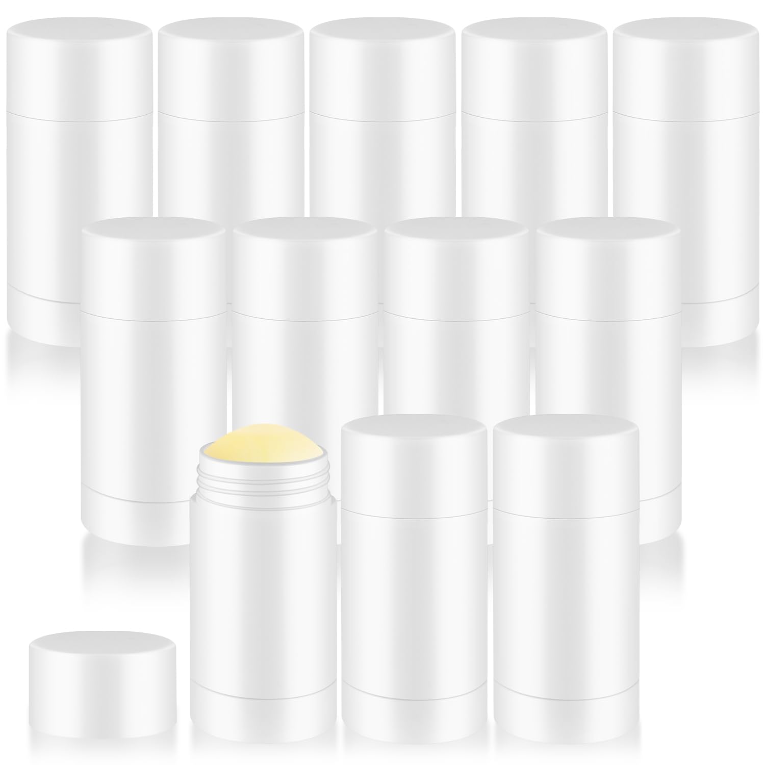 12 szt. 75 g/2,5 uncji puste białe plastikowe pojemniki na dezodorant, butelka do przechowywania nawilżacza do ciała, tubki kosmetyczne do stałych perfum, balsamu, pomadki, balsamu do pięt