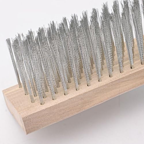 Image of Jeanoko Heavy Duty Floor Scrubber Brush Head, Deck Scrub Brush, Stainless Steel Wire and Pine Hard Scratch Professional Rough Floor Brushh Remove for Ourtyards (Without Pole)