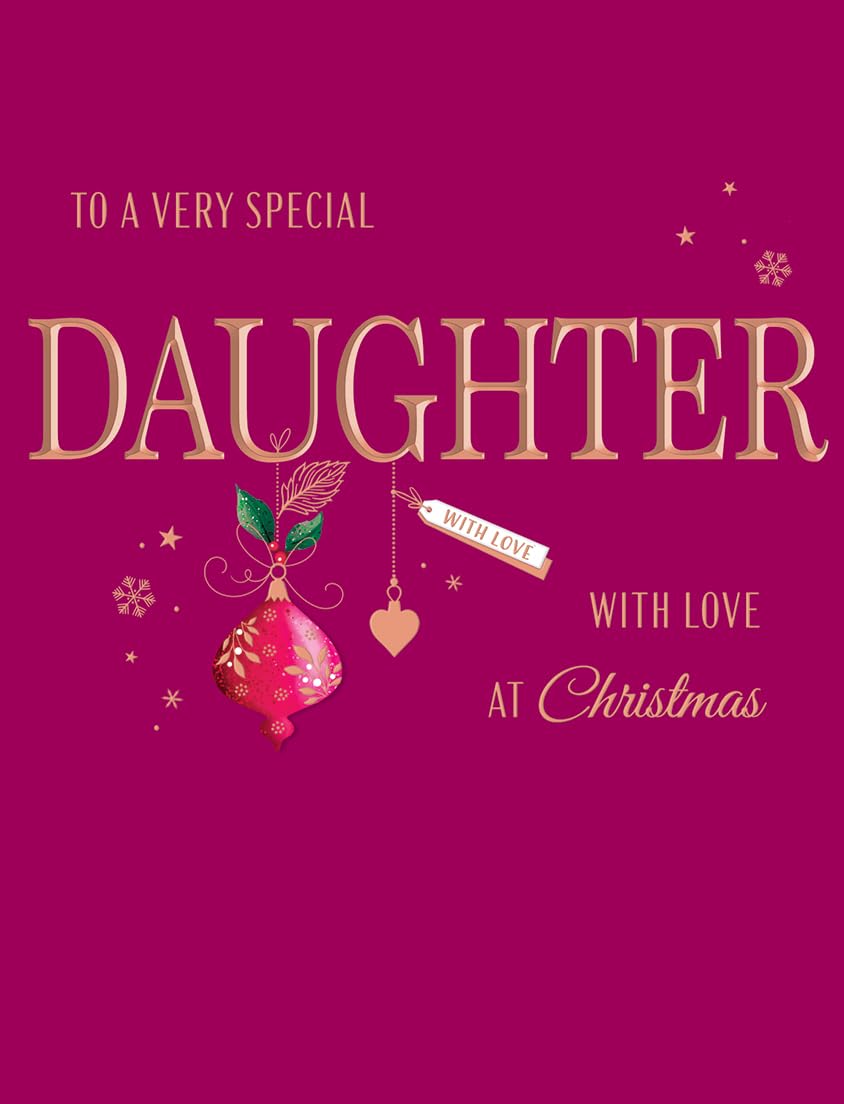 Avant Garde Studios Classic Christmas Card, Special Daughter, Rose - 8 x 6 inches - Piccadilly Greetings