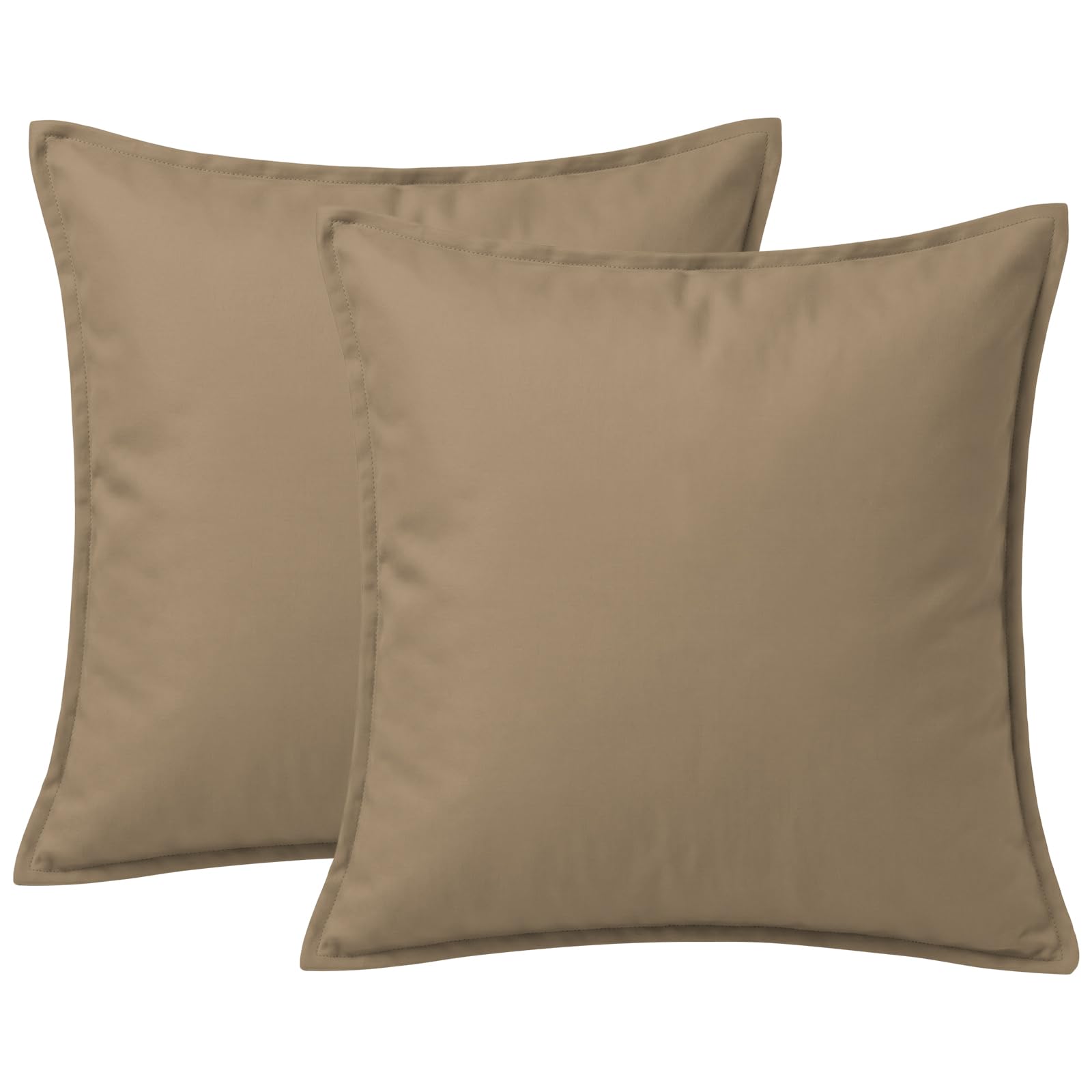 2 Pack Waterproof Outdoor Garden Scatter Cushions 60x60cm, Filled Seat Cushion Pads with Hollowfibre Filling & Invisible Zip, Decorative Throw Pillows 24"x24" for Rattan Sofa, Patio (Mink)