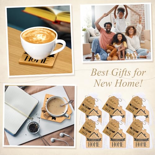 Hushee 50 Sets Housewarming Party Favors Sweet Home Coaster House Shaped Coaster with Thank You Gift Cards House Warming Return Gifts with Organza Bags Twine New Home Gift for Guests by Hushee - Used condition - Image 6