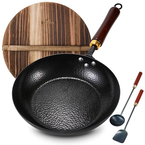 Wok de hierro fundido 12.2 pulgadas con tapa y accesorios miniatura 1