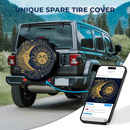 Image of GENANY Celestial Father's Day PVC Spare Tire Cover for RV Trailer, Waterproof, No Camera Hole, Size 16 Fits 29-31 Inch
