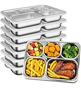 8Pcs Stainless Steel Snack Containers with Lids, 5 Compartments Metal Bento Lunch Box, Reusable S...