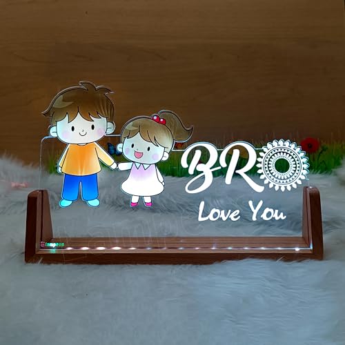 Image of lampees Personalized 3D LED lamp Rakhi Brother Sister Name - Multi Color (U Base2)