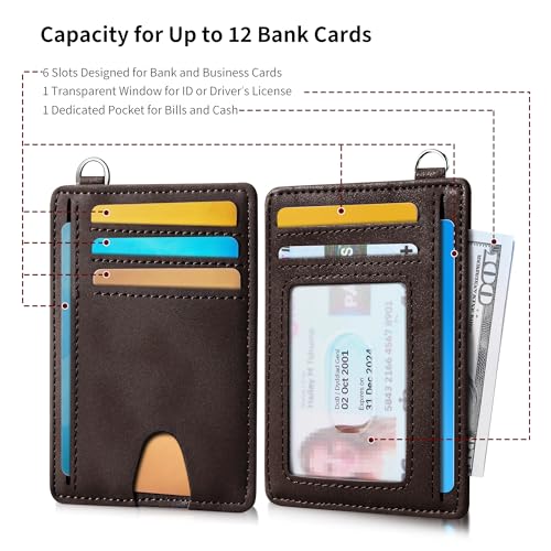 Image of Mayski Slim Wallet, Credit Card Holder for Women, Minimalist Front Pocket RFID Blocking Card Cases, Small Wallet Women Men(CH Coffee)