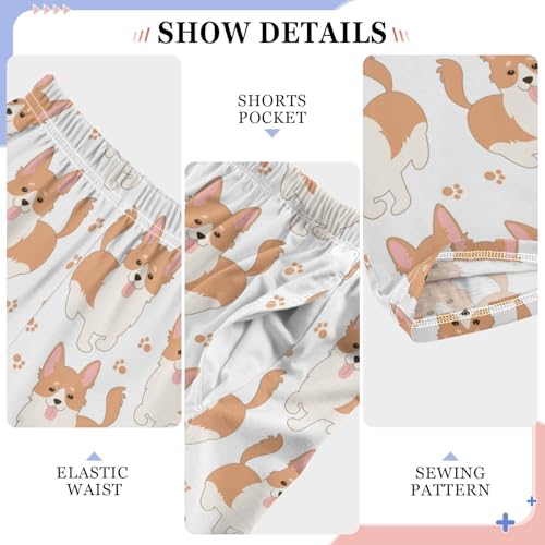 Boys' Pants Cute Welsh Corgi Dog Long Bottoms Jogger Pants Elastic Waist Trousers with Pockets S-XL4