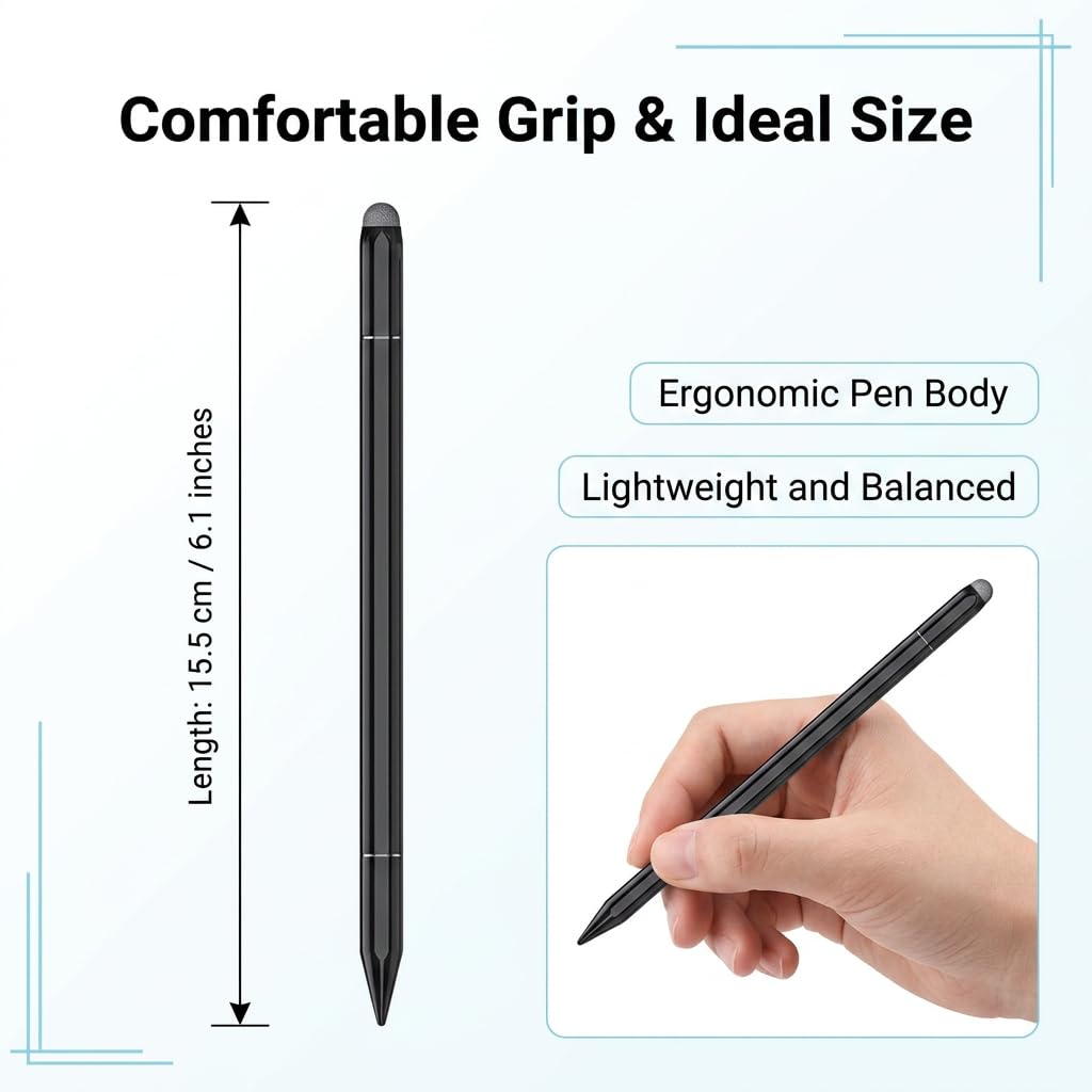Stylet Tablette, Lot de 2 Stylet Tactile Universel avec Pointe de Précision, Stylet iPad pour Écrans Tactiles Compatible avec Samsung, Huawei, Xiaomi, Tablette et Smartphone
