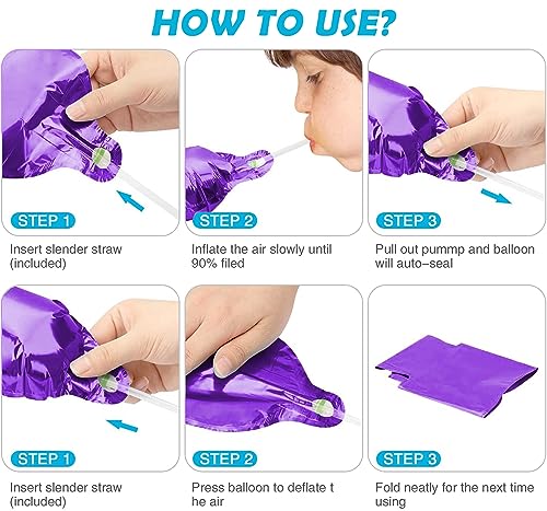 Image of Number Balloons 16 Inch Mylar Foil Number 0-9 Balloons Set for Party Decoration Custom Digital Balloons 10 Pieces Party Supplies (purple)