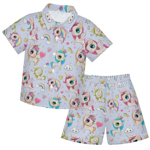 visesunny Funny Boy's 2 Pieces Shirt and Short Set Casual Shirts Short Sleeve Beach Shorts Summer Outfits for 3-10 Years Kids