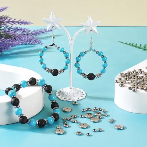 Cuentas espaciadoras de acero inoxidable Craftdady redondas y planas Heishi para joyería 4