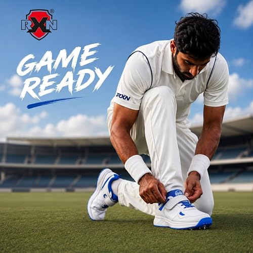 Image of RXN Victor Bowling Metal Spike Cricket Shoes for Men & Women | Cricket Spike Shoes with Phylon Sole, TPU Outsole & Synthetic Leather Upper Comes with Extra Nails & Keys to Tighten