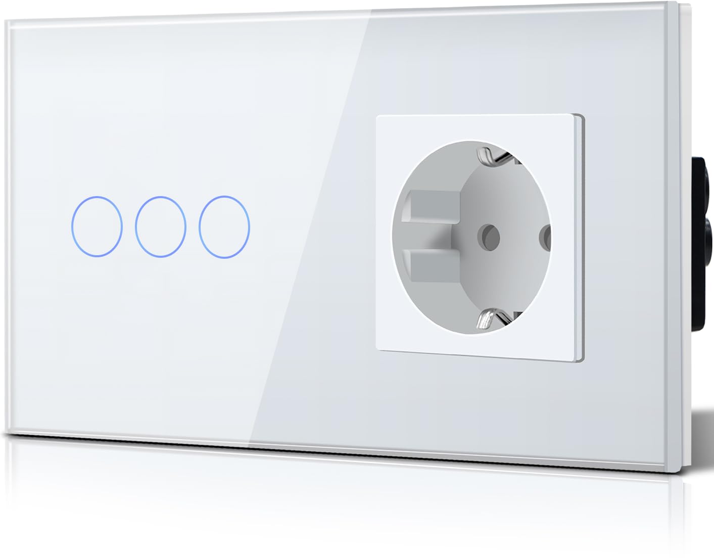 BSEED Interruptor táctil y enchufe pared,Toma de corriente con USB C,Panel de Vidrio con pulsador LED,Sin Función Wifi,1 Gang 1 Vía+1 Enchufe USB/Tipo C,157mm Negro — view 55