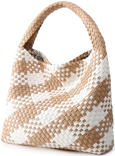 Image of Queenoris Fashion Hobo Bags for Women Top-handle Shoulder Bag Vegan Leather Purses Soft Summer Tote Bag | WOVEN