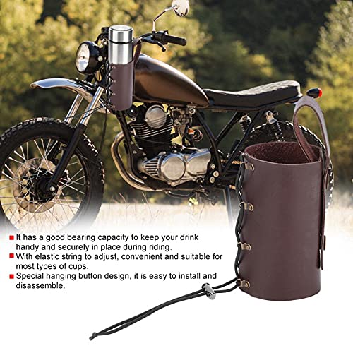 Portavasos moto ajustable de cuero PU color marrón miniatura 2